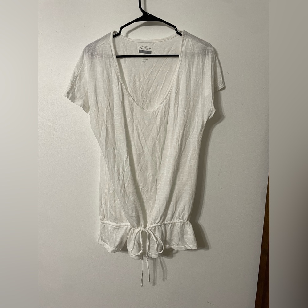 Medium White Tie Cinch Waist Flowy Top